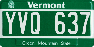 VT license plate YVQ637