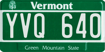 VT license plate YVQ640
