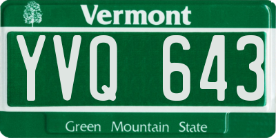 VT license plate YVQ643
