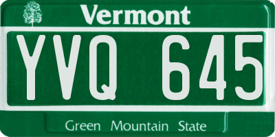 VT license plate YVQ645