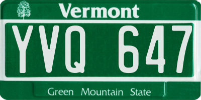 VT license plate YVQ647