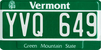 VT license plate YVQ649