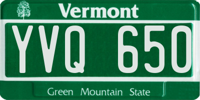VT license plate YVQ650