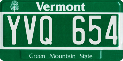 VT license plate YVQ654