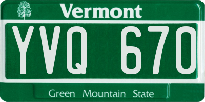 VT license plate YVQ670