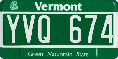 VT license plate YVQ674