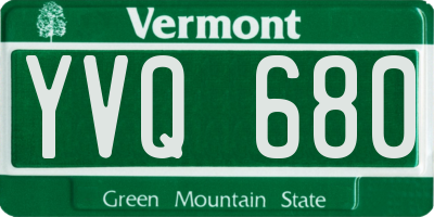VT license plate YVQ680