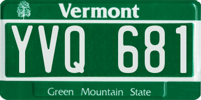 VT license plate YVQ681