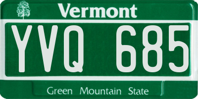 VT license plate YVQ685