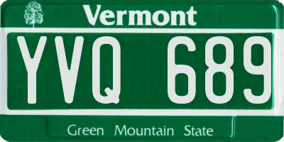 VT license plate YVQ689