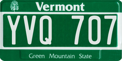 VT license plate YVQ707