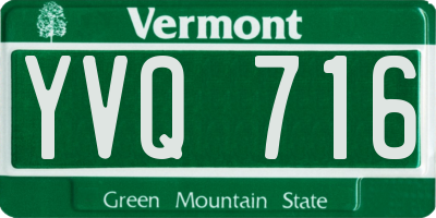 VT license plate YVQ716