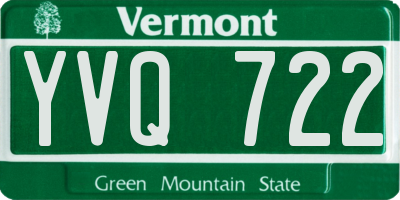 VT license plate YVQ722