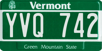 VT license plate YVQ742