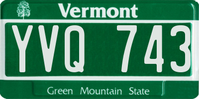 VT license plate YVQ743