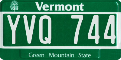 VT license plate YVQ744