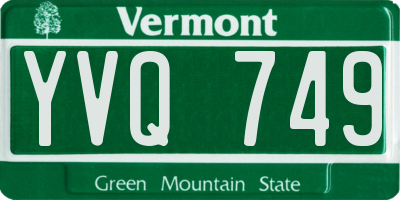 VT license plate YVQ749