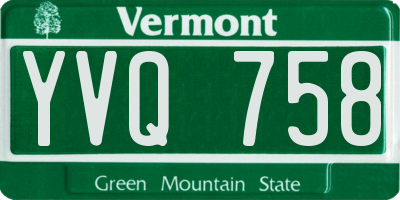 VT license plate YVQ758