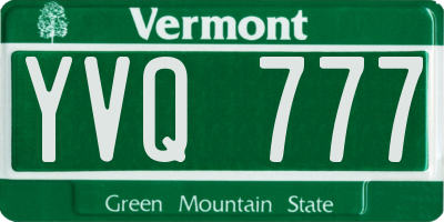 VT license plate YVQ777