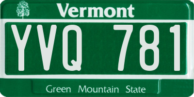 VT license plate YVQ781