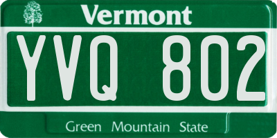 VT license plate YVQ802