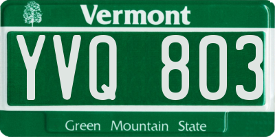 VT license plate YVQ803