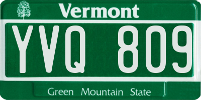 VT license plate YVQ809
