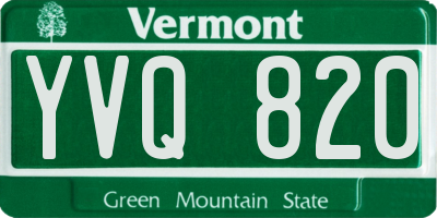 VT license plate YVQ820