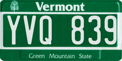 VT license plate YVQ839