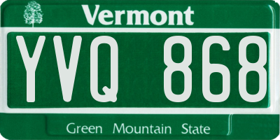 VT license plate YVQ868