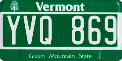 VT license plate YVQ869