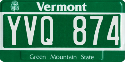VT license plate YVQ874