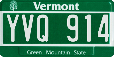 VT license plate YVQ914