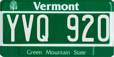 VT license plate YVQ920