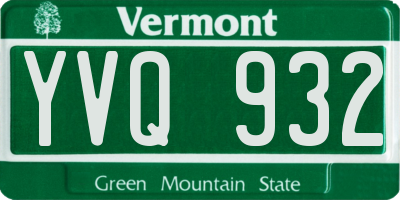 VT license plate YVQ932