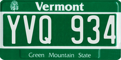 VT license plate YVQ934