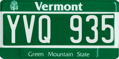 VT license plate YVQ935