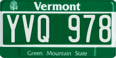 VT license plate YVQ978