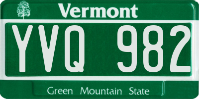 VT license plate YVQ982