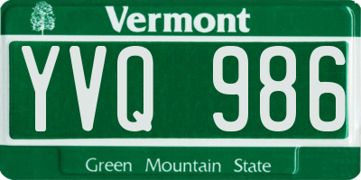 VT license plate YVQ986