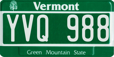 VT license plate YVQ988