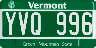 VT license plate YVQ996