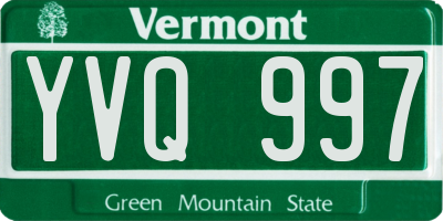 VT license plate YVQ997