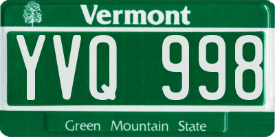 VT license plate YVQ998