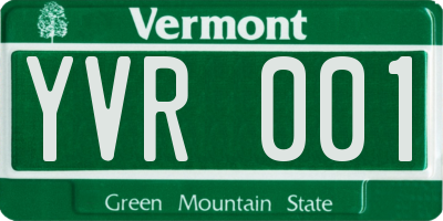 VT license plate YVR001