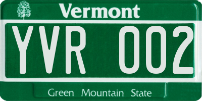 VT license plate YVR002
