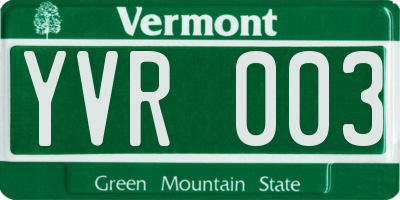 VT license plate YVR003