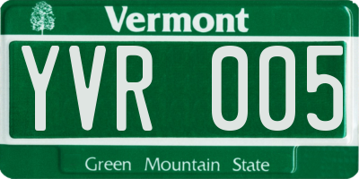 VT license plate YVR005