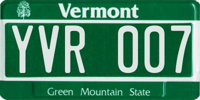 VT license plate YVR007