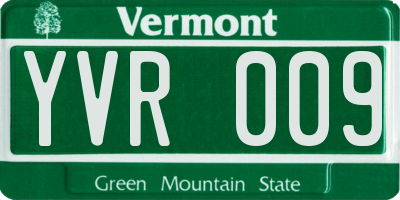 VT license plate YVR009
